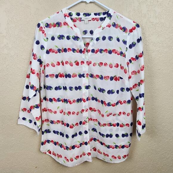 Talbots Fruit Print Button-Up Shirt SP (5260) - Picture 1 of 5